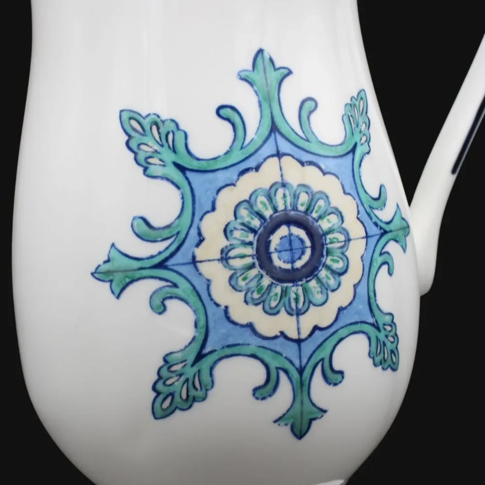 Vintage Lenox Mediterra Footed Small Pitcher White Blue Teal Mediterranean Decor